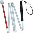 VISIONU Aluminum Mobility Folding White Cane for Vision Impaired and Blind People (Folds Down 6 Sections) (140cm (55 Inch), Black Handle)