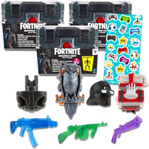 Fortnite Blind Box Party Favors - Bundle with 3 Henchman Chest Mystery Toys Plus Stickers | Fortnite Figurines for Kids