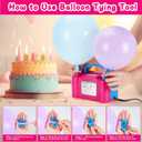 AGPTEK Electric Air Balloon Pump, 110V 600W Rose Red Portable Dual Nozzle Inflator/Blower for Party Decoration
