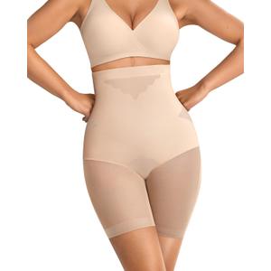 OEAK Womens Tummy Control Shapewear SuperPower High Waisted Butt Lift girdles Body Shaper Thigh Slimmer Seamless Shapewear (Large, Nude)