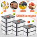 Layhit 10 Set Stainless Steel Food Containers with Lids Metal Marinating Snack Containers Box for Lunch, Leftovers, Dishwasher & Freezer Safe(34 oz)