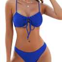 ZAFUL Women High Cut Bikini Sets String Sexy Swimsuit Two Piece Underwire Bathing Suit Brazilian Cheeky Cut Out Cute Swimwear (Medium, Blue)