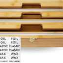 3-in-1 Premium Bamboo Aluminum Foil & Plastic Wrap Dispenser | Kitchen Organizer with Cutter | Great for Foil, Wax Paper, Plastic Wrap & More