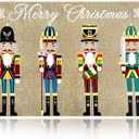Minatee Nutcracker Doormat Happy Holidays Doormat Washable Non Slip Floor Rugs Christmas Soldier Floor Mat for Front Porch Door Bathroom 24 x 16 Inches (Let It Snow Style)