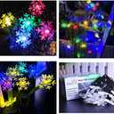 Solar Christmas Lights Outdoor Waterproof Decorations 20 Ft 30 LED Snowflake String Fairy Lights with 8 Lighting Modes for Wedding, Party, Tree, Room, Garden, Patio, Yard, Home