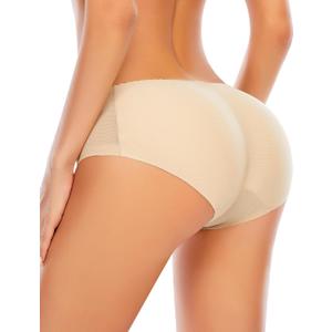 DERCA Butt Lifter Panties Padded Underwear for Women Seamless Booty Pads Hip Enhancer Panty (Large, #A1 Beige (Briefs))