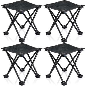 4 Pack Camping Stool Foot Rest Small 11Inch Portable Folding Camping Chair Lightweight Foot Rest Seat with Carry Bag for Fishing Hiking Gardening Beach Outdoor Walking Backpacking Travel BBQ (Black)