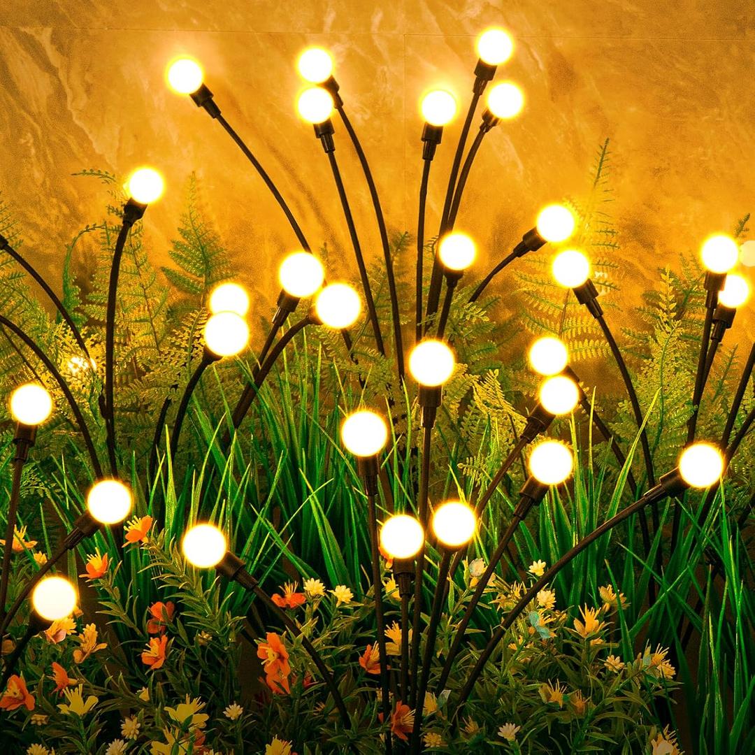 ASMAD Solar Lights Outdoor(12-Pack, 96 LEDs), Solar Garden Lights, Outdoor Decorations, Firefly Light for Patio Decor, Big Bulb, Unique Gifts for Women, Gifts for Grandma