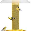 Kingsyard Finch Bird Feeder for Outdoors Hanging, Metal Mesh Tube Bird Feeders for Thistle & Nyjer Seed, Large Removable Tray & Rainproof Dome, 2.5 lbs Seed Capacity, Yellow