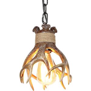 Rustic Deer Antler Light Fixtures, Small Farmhouse Pendant Hanging Lighting Fixture Faux Antler Lamps for Cabin Kitchen Table Sink Bathroom Coffee Shop Dining Room