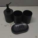 Plastic Bathroom Accessories Set 4Pcs, Black Bathroom Accessory Set Includes Liquid Soap Dispenser with Rust-Proof Plastic Pump, 2Pcs Bathroom Cup, Soap Dish for Modern Home Apartment