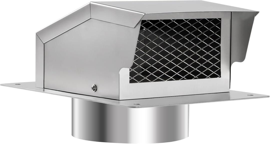 6 Inch Stainless Steel Roof Vent Cap,Bathroom Exhaust Roof Vent for Dryer,Removable Roof Vent,Galvanized Steel for Ventilation System with Damper, Silver (6 in)