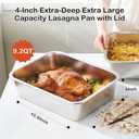 4 Inch Extra Deep Lasagna Pan with Lid, 11.6x15.6 Inch 9.2QT Large Stainless Steel Nonstick Lasagna Baking Roasting Dish Pan for Oven(L, 1 Pack)