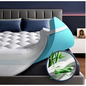 5 Inch Mega Support Memory Foam Mattress Topper for Pain Relief, Dual Layer 2.5" Pillow Top Mattress Topper Plus 2.5" Cooling Gel Infused Memory Foam Mattress Pad (King)