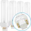KOR CFL Light Bulb, 13W Double Tube, 4-Pin G24Q-1 Base, 5000K Bright White, Pack of 4