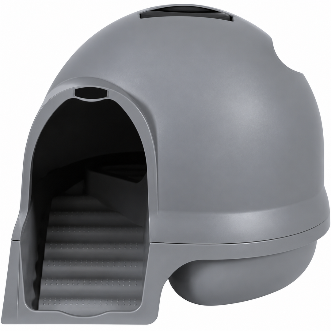 Extra Large Enclosed Hooded Dome Cat Litter Box with Built-in Steps and Carbon Odor Filter, Anti-Scatter Anti-Tracking Spacious Toilet, Easy-Clean Pan with Carry Handle for Indoor Cats