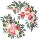 Wedding Arch Decorations 2 Pack - Reusable Artificial Hanging Flowers Floral Swag Greenery Garland for Wedding Welcome Sign Backdrop Bridal Ceremony Reception Backdrop Decoration, Baby Shower (Pink)