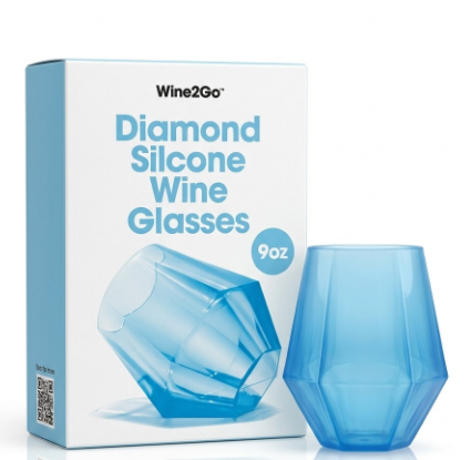 Wine2Go Diamond Silicone Wine Glasses 9oz