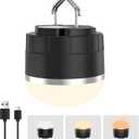 Rechargeable LED Camping Lantern 1000LM, TOHETO Portable Hanging Tent Light with 3 Colors Changing, Magnetic Base, Waterproof Emergency Hanging Light for Hurricane, Power Outages, Home, Hiking -Black