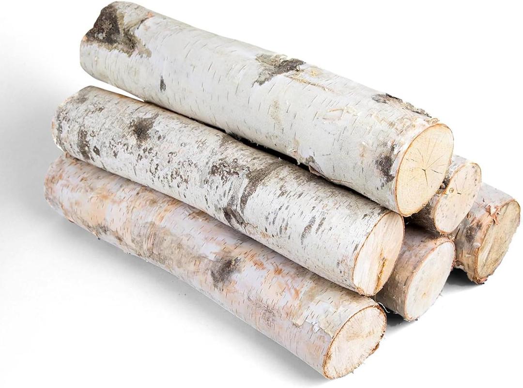 17 Inch Natural Birch Logs - Decorative Dried Birch Wood Logs for Fireplace, Wedding Centerpieces - Unfinished Wood DIY Crafts, & Home Dcor - Birch Log Bundle for Indoor Display (6 PCS) (2.5"-4" DIA)