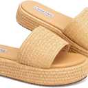 Platform Sandals for Women Straw Raffia Sandals Women Cute Sandal Wedges for Beach Vacation Comfortable Espadrille Platform Shoes (5, Brown)