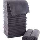 MOONQUEEN Ultra Soft Premium Washcloths Set - 12 x 12 inches - 24 Pack - Quick Drying - Highly Absorbent Coral Velvet Bathroom Wash Clothes - Use as Bath, Spa, Facial, Fingertip Towel (Grey)