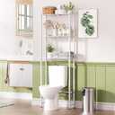 AmazerBath Over The Toilet Storage Bamboo, Bathroom Over Toilet Organizer Rack, 3-Tier Over Toilet Shelf, Space Saver, White