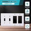 Kingdder 1 Pcs 4-gang 2-toggle 2-decorator Wall Plate Standard Size Stainless Steel 4.50" x 8.19" White Light Switch Plate Gloss Finish Corrosion-resistant Gfci Outlet Receptacle