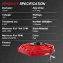 JDMSPEED New Universal 12V Engine Cooling Fan Slim Pull Push Racing Electric Radiator Red 12"
