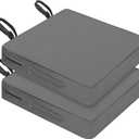 Patio Chair Cushion 20x20x3 Inch Waterproof Outdoor Seat Cushions for Patio Furniture 5-Year Color Fastness Garden Sofa Couch Chair Pads with Handle and Adjustable Straps, 2 Pack, Dack Grey