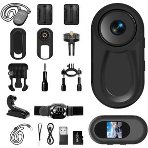 Asdanalili 1080P Mini Body Camera,64G Wearable Action Body Cam,Thumb Size Hands Free OneClick Filming Body Worn Camera with 360°Rotatable Clip for Work, Travel, Pet Walking