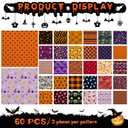 60 Pcs 10 x 10 Inch Halloween Fabric Polyester Fabric Bundle Fat Quarters Bat Pumpkin Ghost Skull Print Squares Holiday Quilting for DIY Decorations Sewing Craft, 30 Styles (Pumpkin)