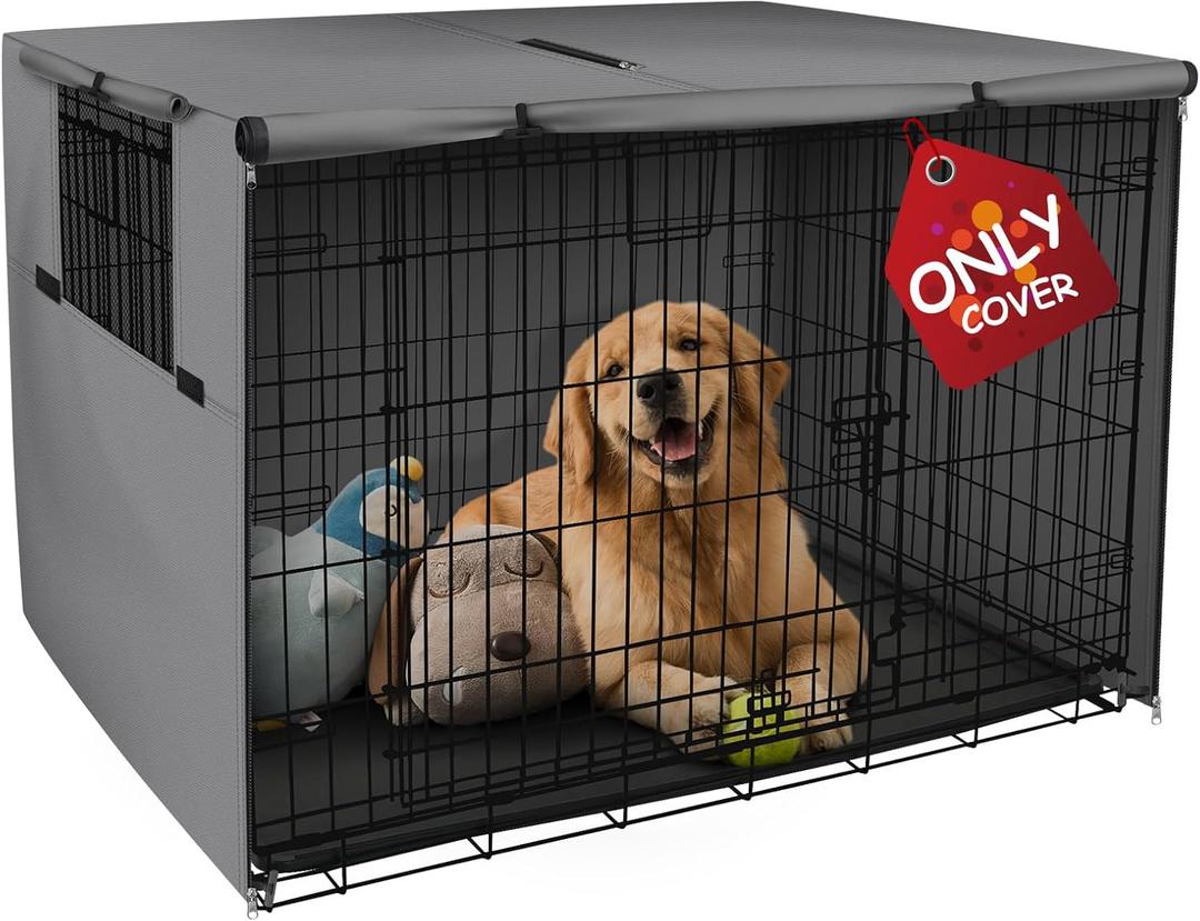 Explore Land Dog Crate Cover Heavy Duty Polyester Pet Kennel Sunshade Universal Fit for 36 inches Wire Cage (Grey)