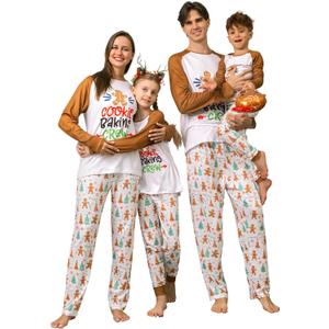 Rnxrbb 2025 Family Christmas Pajamas Pjs Set Matching Christmas Pajama Xmas Sleepwear for Couples Adult Women Men Kids (White, M)