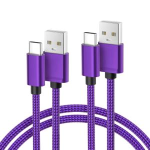 Basesailor USB Type C Charger Cable 6.6FT 2Pack,Charging Cord for Kindle Fire HD 10 9th,8 10th 2020,Paperwhite 2021 11th Generation,iPad Air Mini 7,Samsung A53 Z Flip Fold 5,iPhone 17 16 16e Pro Max (Purple)