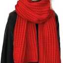 Winter Chunky Knit Scarfs Women's Thick Warm Knit Scarves Soft Long Chunky Knitted Scarf for Outddor Men & Women (6910in, Black)