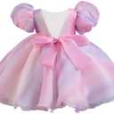 Kismissal Toddler Flower Girl Dress Backless Puffy Tutu Dress for Baby Girls Puff Sleeve Pageant Dresses Birthday Party, Size: 6-7 Years