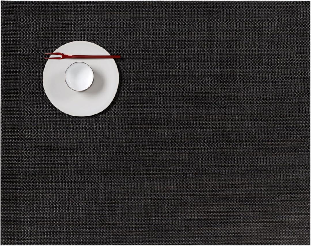 Chilewich Mini Basketweave Placemats in Espresso - Set of 4 - Easy Care Woven Tabletop Textiles - Indoor/Outdoor - 19" x 14" Rectangle