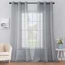 MIULEE Solid Color Sheer Curtains 96 Inches Long 2 Panels Set - Elegant Lightweight Grommet Light Filtering Window Voile Panels/Drapes/Treatment for Bedroom Living Room W42 x L96 Inch, Dark Grey