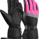 MCTi Ski Gloves,Winter Waterproof Snowboard Snow 3M Thinsulate Warm Touchscreen Cold Weather Women Gloves Wrist Leashes (Medium, Rose red)