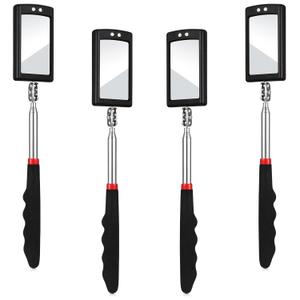 BBTO 4 Pieces Telescoping Inspection Mirror Telescoping LED Lighted Flexible Inspection Mirror Tool for Checking Observing Vehicle Small Parts (Modern Style)
