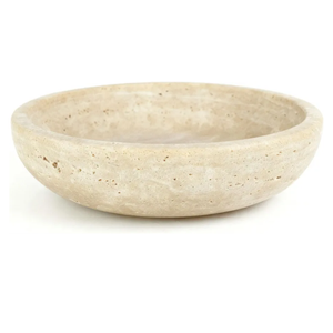 Handmade Travertine Stone Bowl | 7.8" Decorative Key & Fruit Bowl | Kitchen Counter, Dining Table Centerpiece, Entryway & Office Desk Decor (Beige)