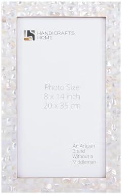 Handicrafts Home 8x14 Poster Frame- Green Mother of Pearl Wall Mount Decorative Picture Frame for Posters, Photos, Diplomas, Certificates, Art Work-Handmade Vintage Home Decor Gift