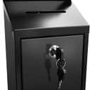 Locking Mailbox with Key for Outdoor 6 x 3.4 x 10.6 Inches Small Wall Mount Mail Box with Lock Security Mail Drop Metal Collection Boxes Hanging Secure Postbox Black