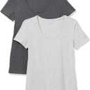 Amazon Essentials Women's Regular-Fit Short-Sleeve Scoop Neck T-Shirt, Summer Casual, Pack of 2 (Medium)