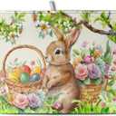 Happy Easter Bunny Kitchen Dish Drying Mat for Dishes 18x24 Inch Spring Colorful Floral Flower Basket Drying Mats Easter Eggs Dish Drainer Mat Super Absorbent Dish Rack Pad for Coffee Bar Sinks, 18" x 24", Easter Egg Bunny