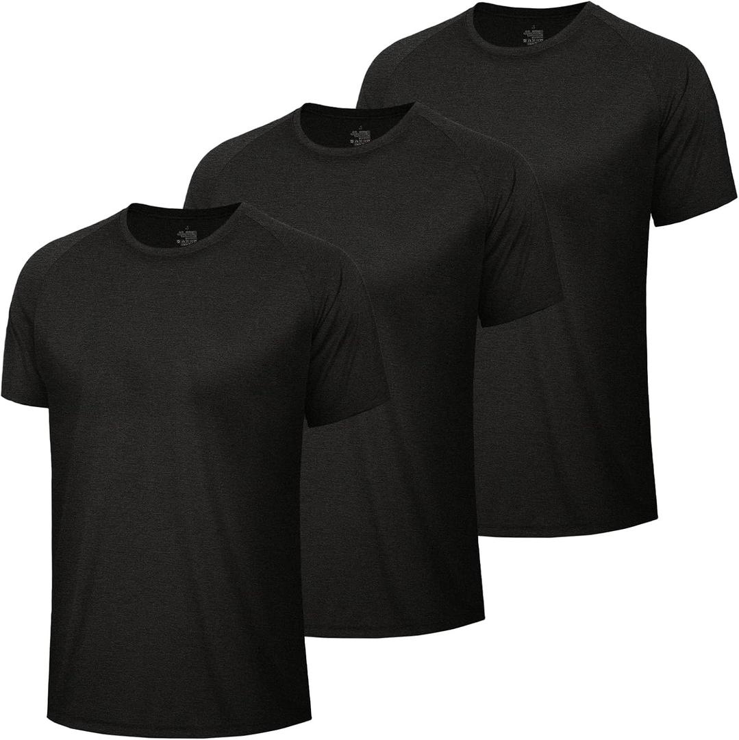 3 Pack Workout Mens Shirts - Quick Dry Causal Moisture Wicking Work Gym Athletic Short Sleeve for Basketball Running, 3XL
