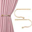 Mayrhyme Mini Ball Curtain Holdbacks 2 Pack,Solid Zinc Alloy Wall Mounted Curtain Tiebacks & Hooks, Unique Shape Curtain Holders， Modern Curtain Pull Backs for Drapes, Curtains,Warm Gold