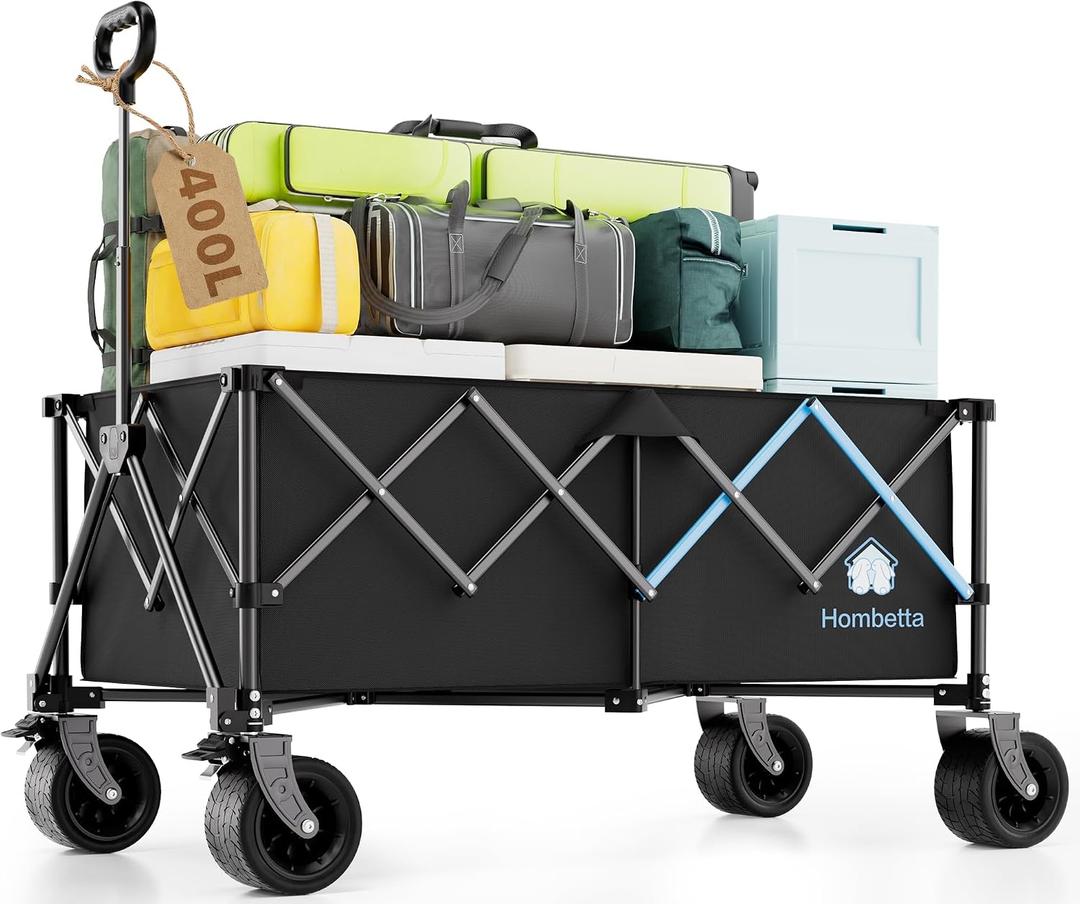 48" XL Collapsible Wagon Cart, 560 lbs Capacity Heavy Duty Folding Wagon with 7" All-Terrain Wheels, Foldable Utility Wagon for Camping, Garden, Shopping, Sports & Moving