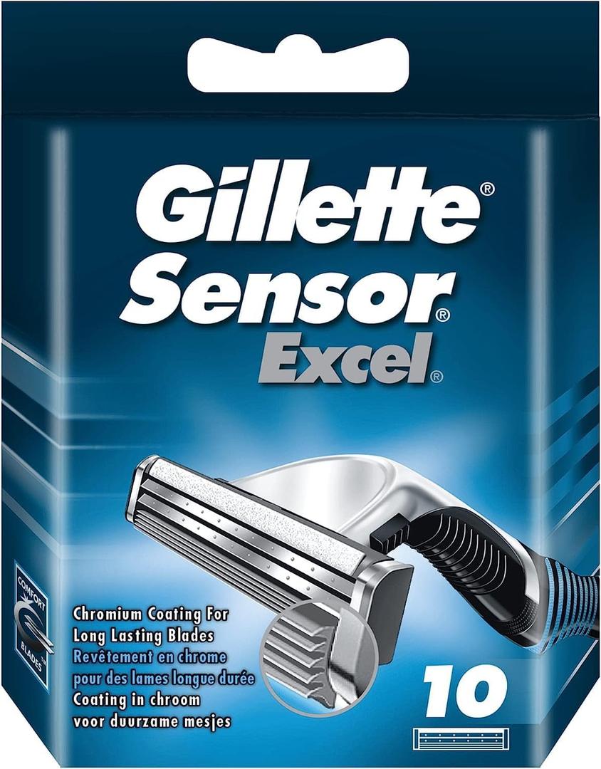 Gillette Sensor Excel Shaving Cartridges for Men Quantity: 10 (Packaging May Vary)